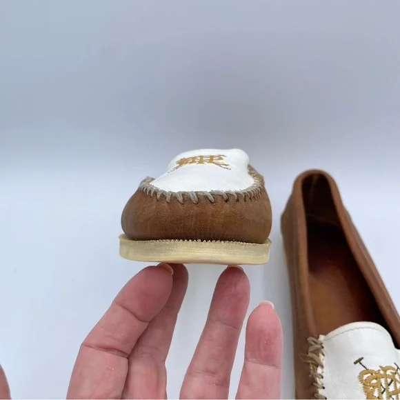 Ralph Lauren Equestrian Loafers 7 1/2 Tan/White - Picture 10 of 16